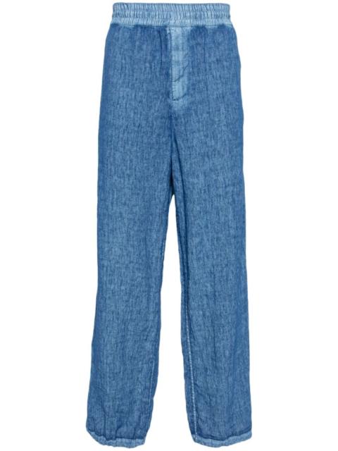 straight-leg linen trousers