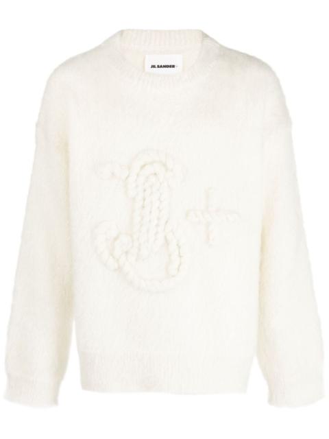 monogram-embroidered mohair-blend jumper