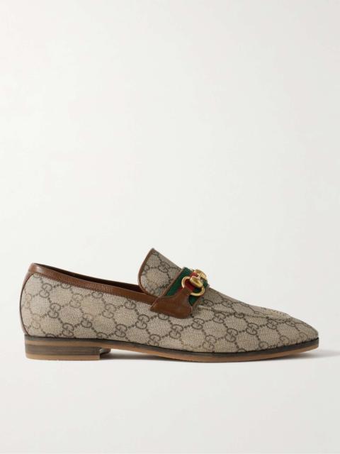 Paride Webbing and Leather-Trimmed Horsebit Coated-Canvas Loafers