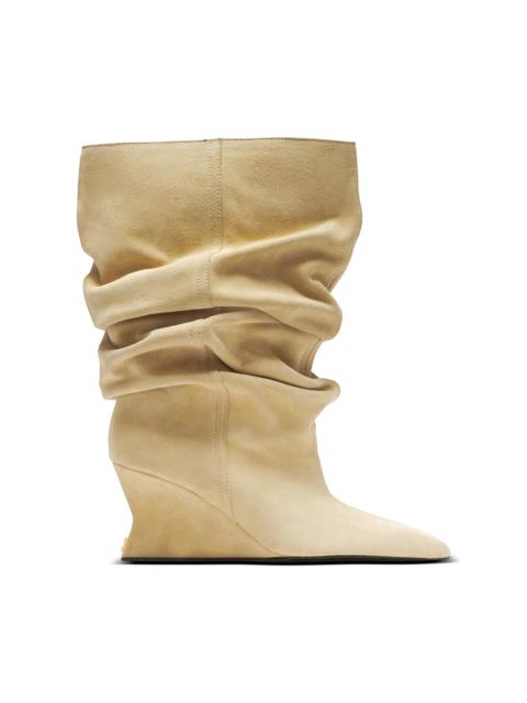 Draped suede Wedge ankle boots