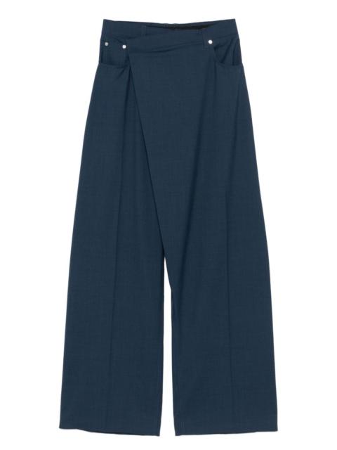 wrap pocketed wide-leg trousers