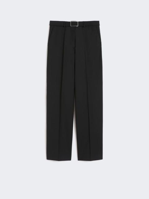 Wide-fit stretch wool gabardine trousers - black