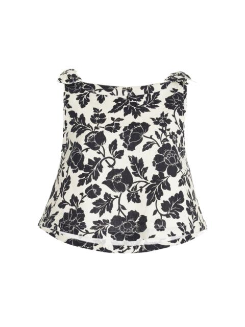 Romeo Bow-Detailed Linen Sleeveless Top black