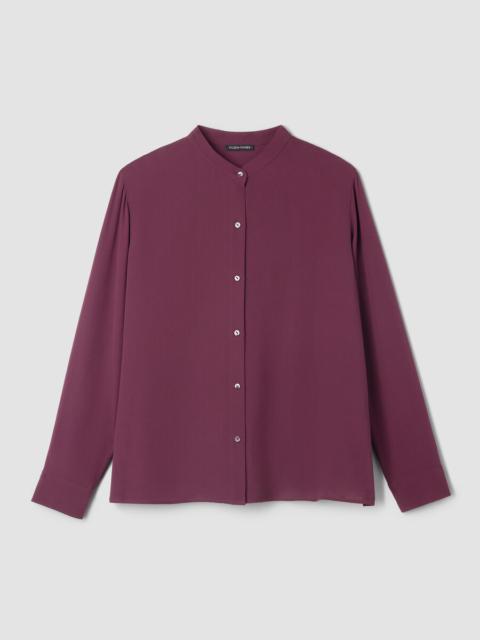 Silk Georgette Crepe Band Collar Top