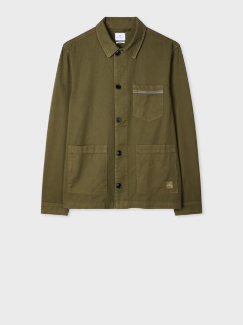 Khaki Cotton-Twill 'Stitch Stripe' Work Jacket