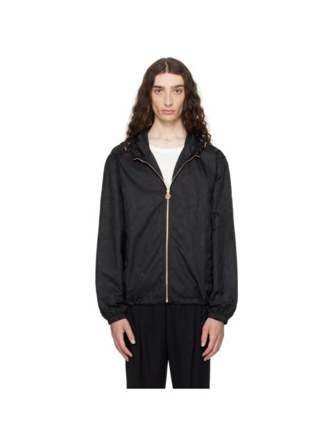 Black Barocco Jacquard Windbreaker Jacket