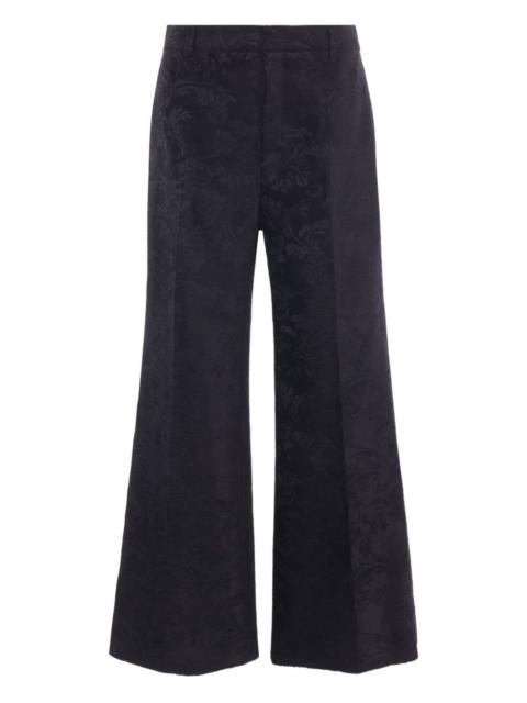 damask-pattern trousers