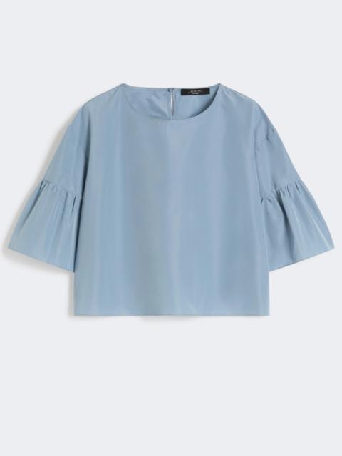 Cotton taffeta cropped blouse - LIGHT BLUE