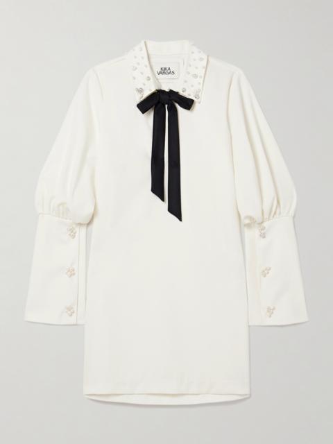Malala Tie-detailed Faux Pearl-embellished Crepe Mini Dress