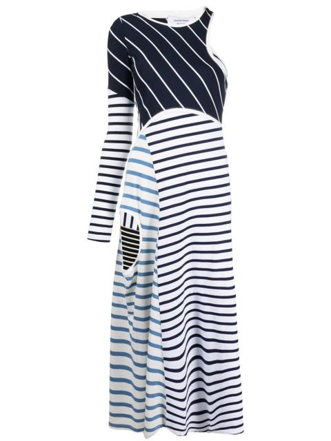 striped cut-out asymmetric dress