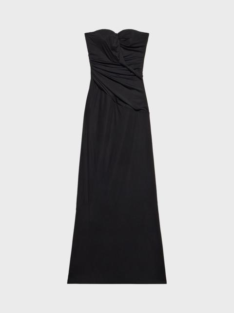 LONG JERSEY DRESS WITH SHAPED AND GATHERED BODICE