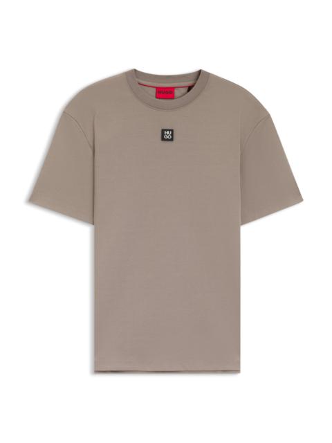 INTERLOCK-COTTON T-SHIRT WITH METALLIC STACKED-LOGO BADGE