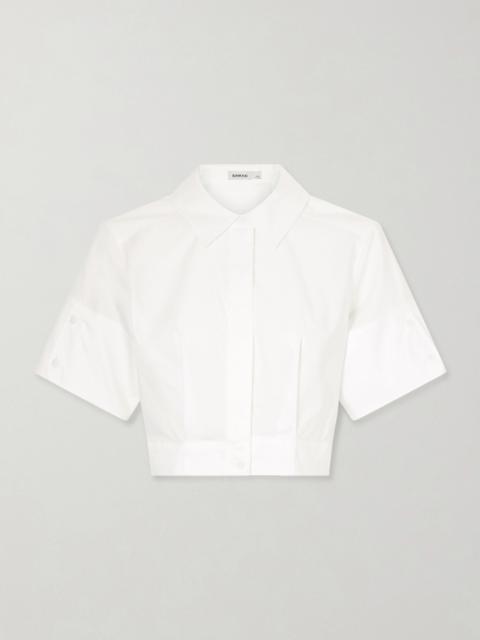 Sabrina Cropped Pleated Cotton-blend Poplin Shirt