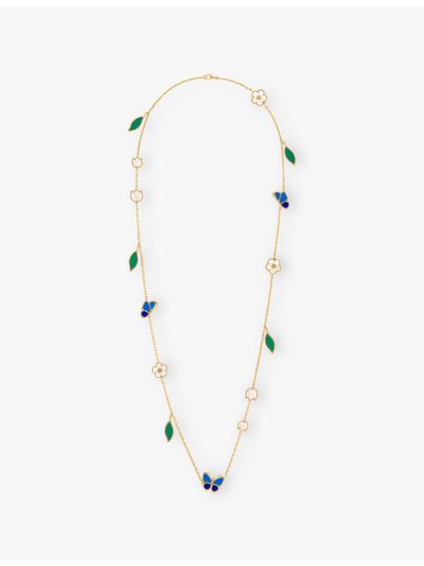 Lucky Spring Butterfly Long 18ct Yellow Gold and Stone Necklace