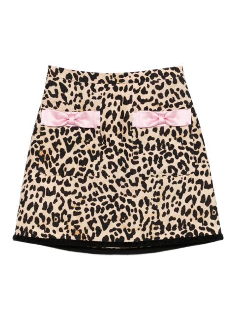 Animalier bow-detail mini skirt