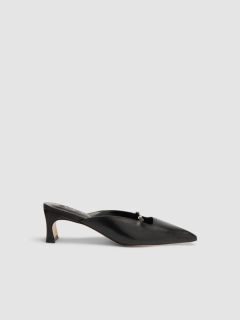 Leda Black Lamb Nappa Leather Mule