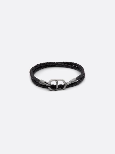 CD Icon Braided Leather Double Bracelet