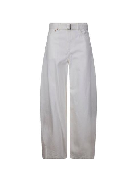 belted denim trousers
