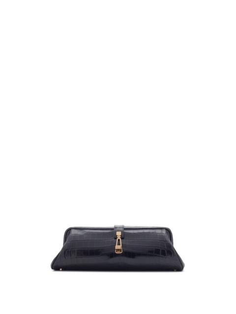 Paola Clutch in Black Crocodile Leather