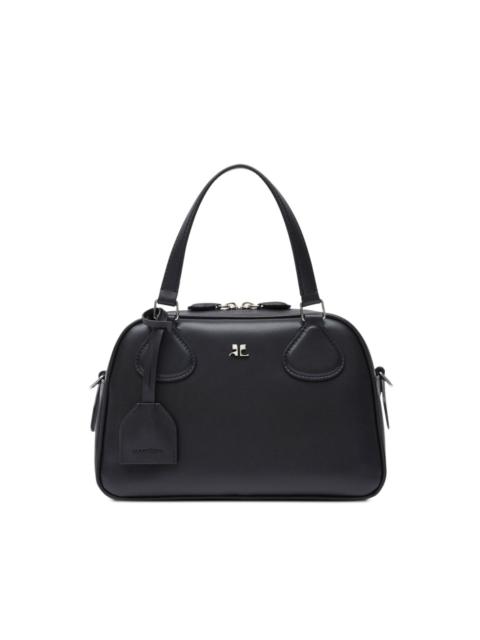 logo plaque leather bowling bag