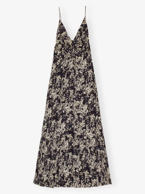 PRINTED SATIN STRAP DRESS