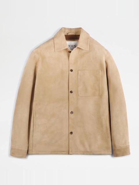 PASHMY SHIRT JACKET IN SUEDE - BEIGE