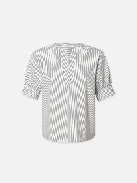 V-Neck Popover Top in Navy Multi