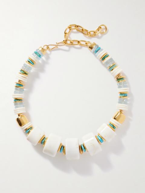 Granada Gold-plated, Bone And Turquoise Beaded Necklace