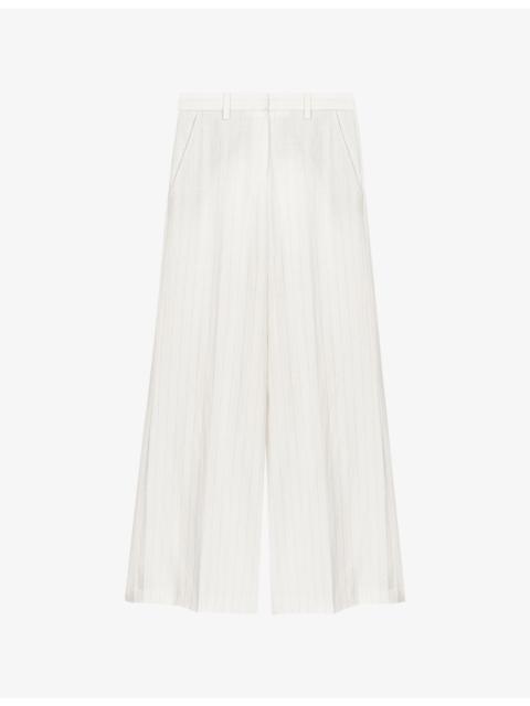Wide-Leg High-Rise Lyocell-Blend Trousers