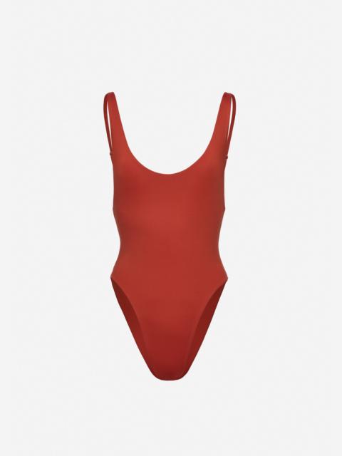 Scoop neck swimsuit in orange