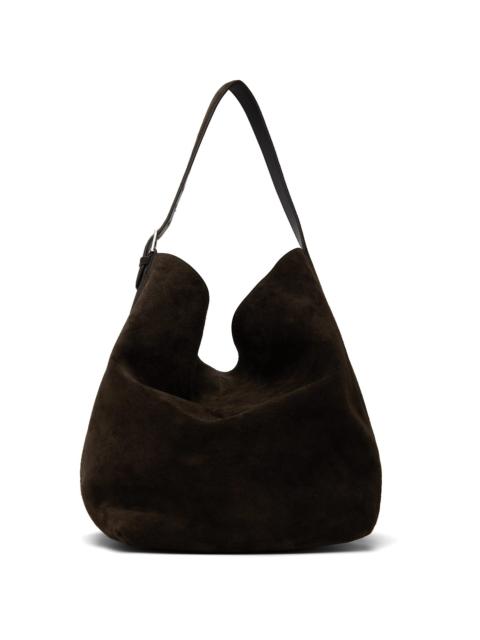 Brown Belted Suede Tote