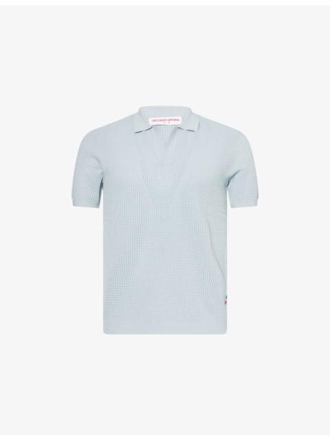 Roddy Open Mesh-Stitch Woven Polo Shirt