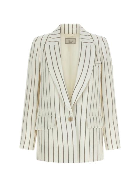 pinstriped single-breasted blazer