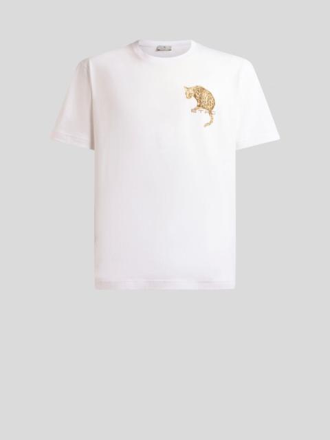 COTTON T-SHIRT WITH LEOPARD PRINT AND ETRO EMBROIDERY