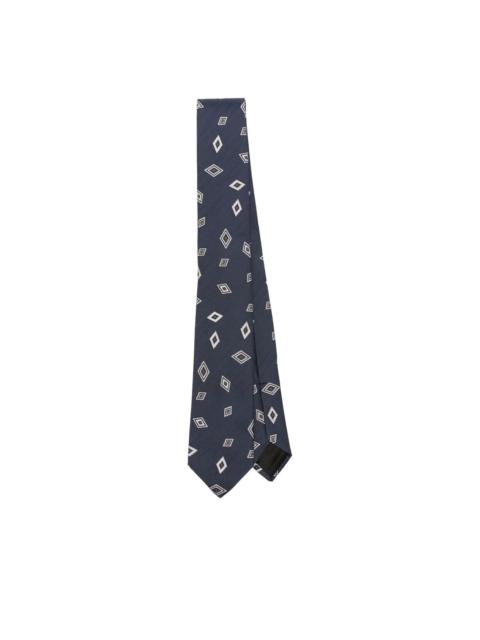 geometric-pattern silk tie