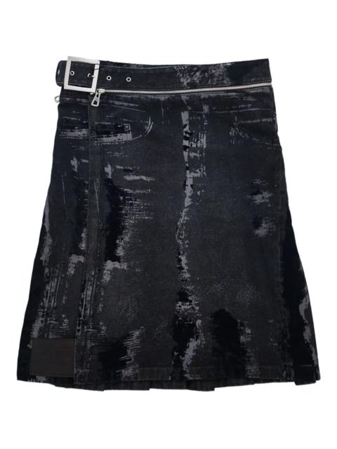 flock-detail pleated skirt