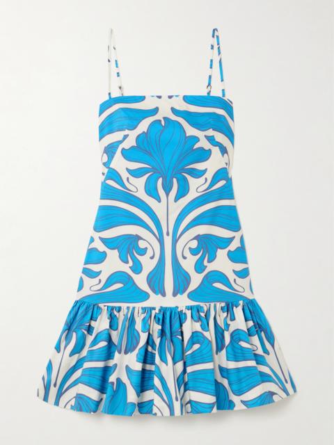 Joyita Tiered Printed Linen Mini Dress