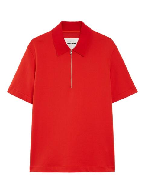 knitted zip-up polo shirt