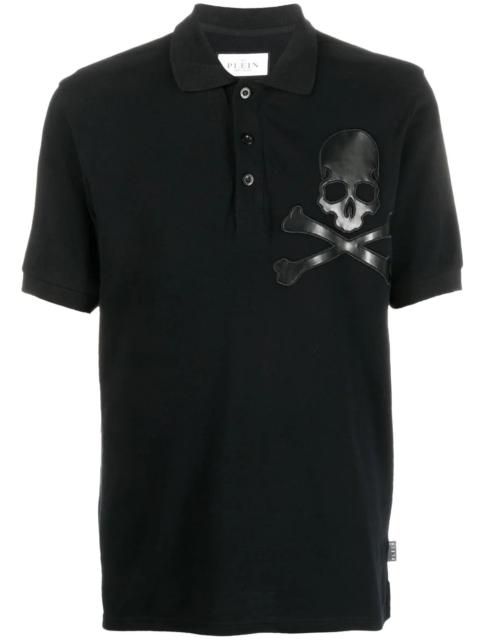 Skull-patch cotton polo shirt