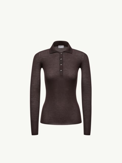 Wool Long Sleeve Polo Shirt