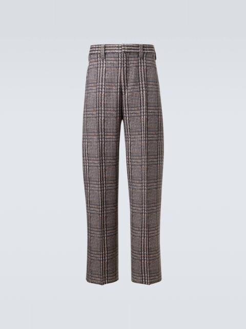 Prince of Wales check wool straight pants