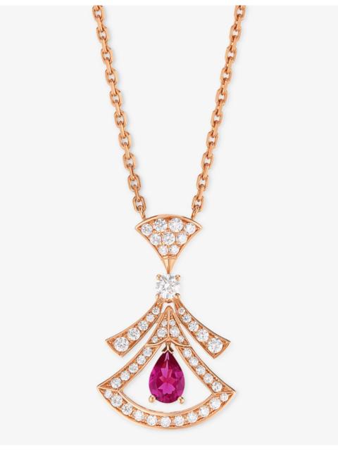 Divas’ Dream 18ct rose-gold, 0.46ct brilliant-cut diamond and rubellite pendant necklace