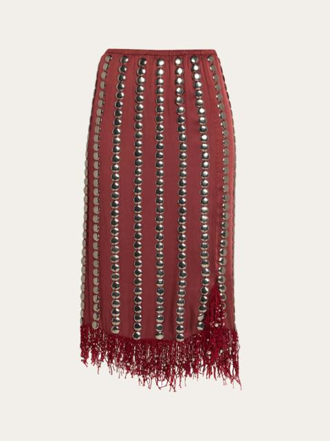 Coverly Embellished Fringe Midi Skirt