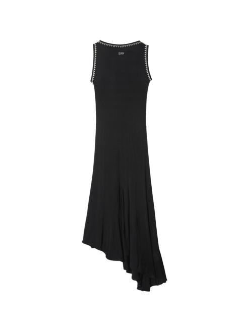 Black Ribbed Embellished Long Dress