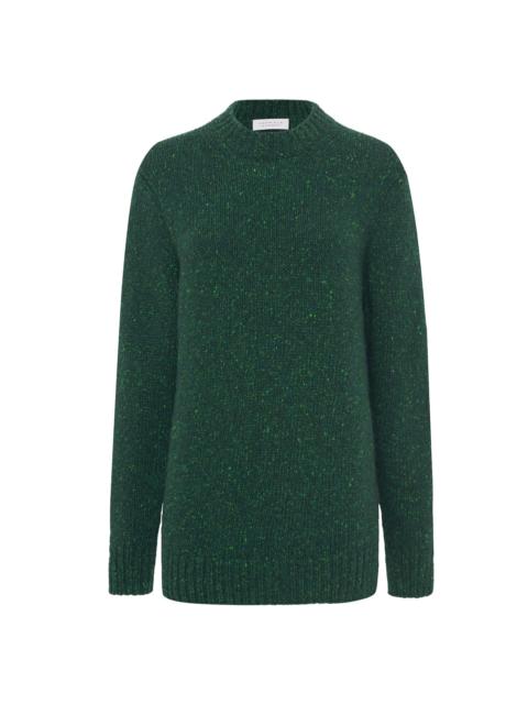 Alfie Knit Sweater in English Green Speckled Aran Cashmere