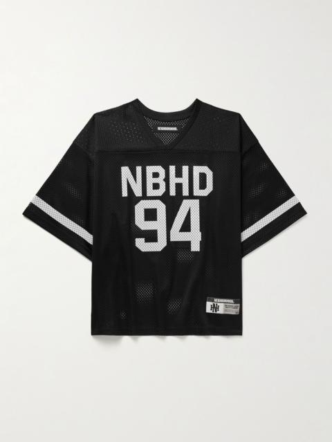 Logo-Print Appliquéd Mesh T-Shirt Black