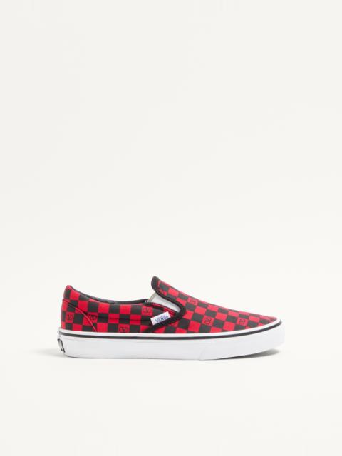 VALENTINO GARAVANI AND VANS SLIP-ON SNEAKER IN FABRIC WITH VLOGO CHECKERBOARD PRINT