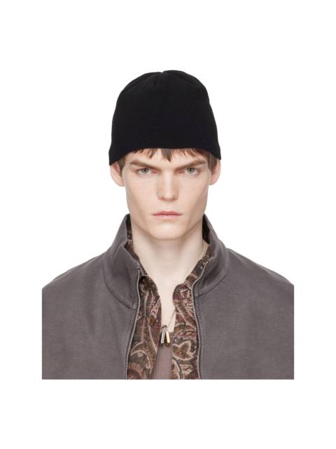 Black Merino Wool Beanie