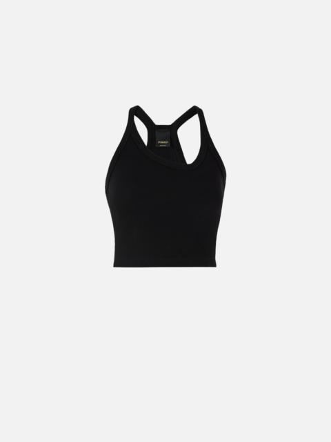 CROPPED VEST TOP WITH ASYMMETRIC NECKLINE