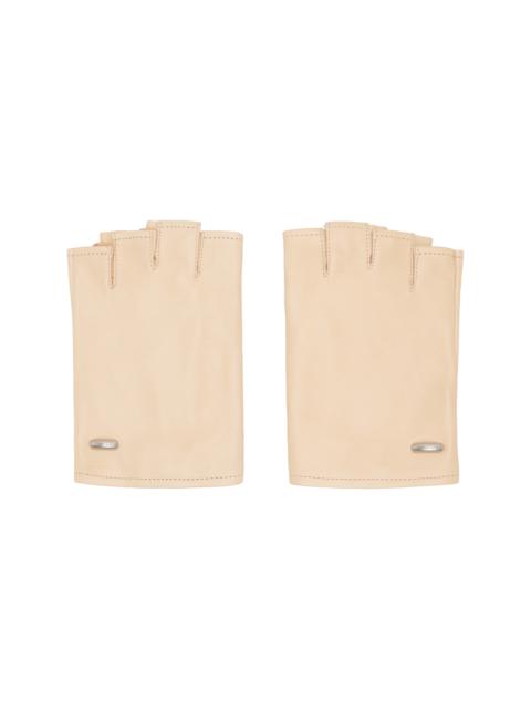 Beige Biker Gloves